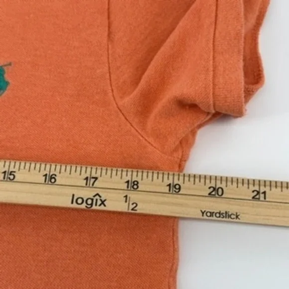 Ralph Lauren Polo Shirt Orange Custom Fit Mens M Green pony‎ - Picture 6 of 7